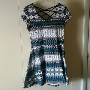 Aztec Print Dress with Criss-cross Back